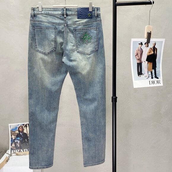 New Chrome Hearts Men’s Slim Straight Blue Jeans - Picture 2 of 8